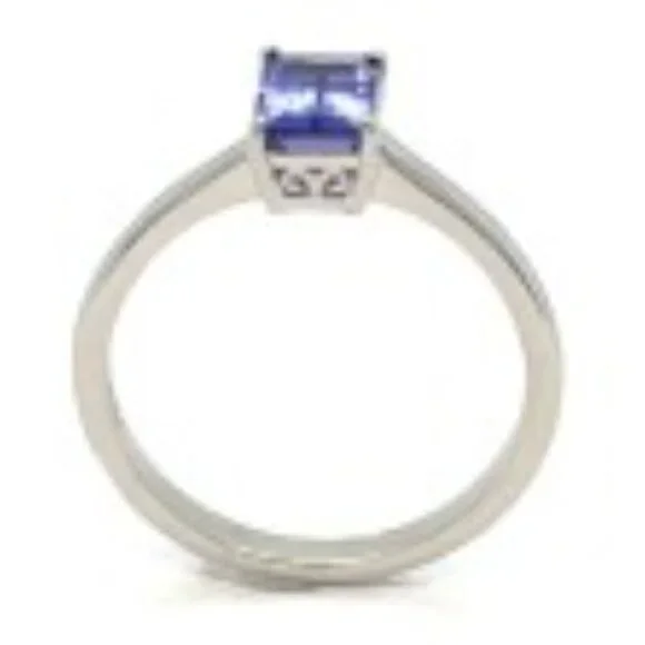 18k Tanzanite Vibrant Bue Lavender Solitaire Engagement White Gold Ring - Picture 4 of 7